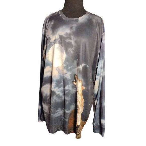 GET A LIFE Other - GET A LIFE Men’s Wolf Moon Howl T-Shirt Sz 2XL Long Sleeve Graphic Front/Back